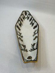 Vintage Limoges France Hand Painted Olive Tray, Gold Trim: Signed, EUC