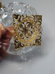 Killarney Book Of Kells Ireland 24% Crystal 24K Gold Trinket Dish Gold Base Tag