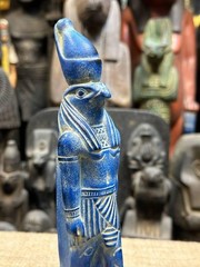 Ancient Egyptian Horus Falcon Statue Rare Lapis Lazuli Pharaonic Figurine BC