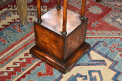 Neoclassical Wooden Walnut Burl & Bronze Pedestal Stand Tall 43 1/2 in
