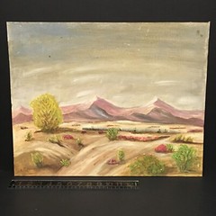 Vintage Amateur Desert Mountain Plein Air Landscape Oil Painting Unframed Issues
