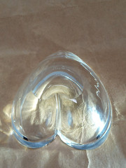 Orrefors Kosta Boda Sweden Lead Crystal Heart glass Trinket Dish signed euc