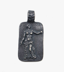 Ancient Greek Roman Silver Pendant Aphrodite Venus Goddess Apple Artifact