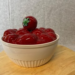 Vintage White Bowl With Strawberry Lid 7″ Diameter So Cute! Unbranded