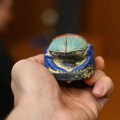 Ancient Egyptian Antiques Stone Scarab with pharaonic symbols Statue Figurine BC