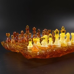 Made in USA Baltic Amber Königsberg Imperial Chess Set Handmade Genuine Gift