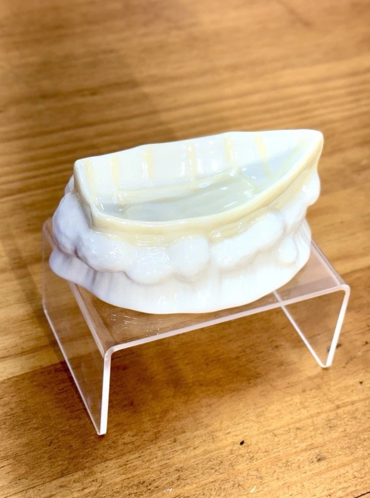 Vintage Belleek Ireland Porcelain Boat Dish Ashtray Luster Glaze