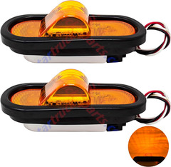 Qty 2 6″ Mid Turn Signal Amber Marker Light Rubber Mount 18 LED W/Reflex Lens Un
