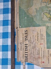 Large vintage school map of United Kingdom Great Britain, hanging canvas