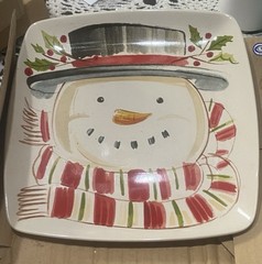 Longaberger Top Hat Snowman Mug and Luncheon Plate Set. New In Original Box