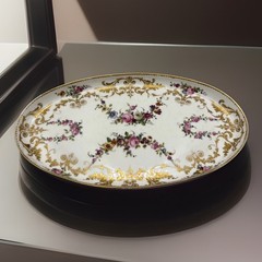 Antique 19th Century French Hand Painted Dresser Tray Gold Trim