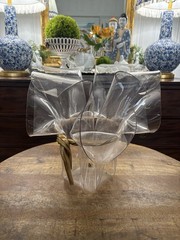 Vintage Modernist Lucite Clear Plastic Handkerchief Planter Vase 14”