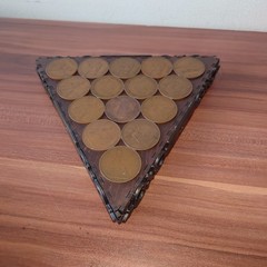 Vintage British Penny Coin Coaster Tray – Pre-Decimal 1930s 1940s Treen