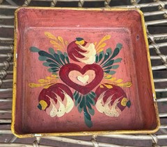 Peter Hunt Signed Dated Painted Tin Toleware Heart Folk Art Tray – Cape Cod