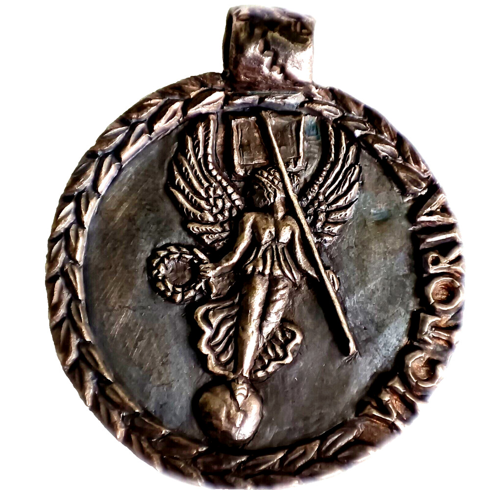 29-27 BC Ancient Roman Legionary SILVER Pendant Depicting High Detailed Victoria