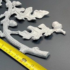 Vtg Pediment Fall Oak Acorn Leaf Wall Decor Cast Aluminum Art Panel 13.75″x8″