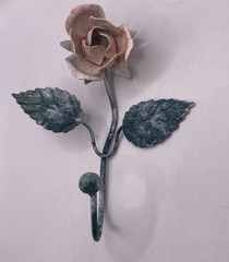 VTG 1980s Italian Tole Rose Wall Hook Made in Italy Painted Metal Floral Hook