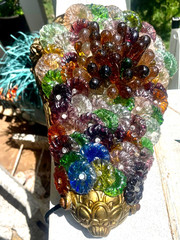 2 Vintage Art Nouveau Murano Glass Bronze Grape Cluster Wall Sconce 1900s 12″x8″