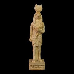 Rare Ancient Egyptian God Khnum Statue – Vintage Desert Stone Figurine BC