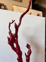 Baroque Style Curiosity Cabinet Custom Faux Red Coral Specimen on the Metal Base