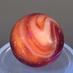 .65″ Vintage CAC Christensen Peltier Akro Red Slag Swirl Marble- #Q107
