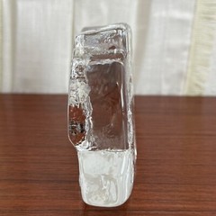 Vintage Reverse Carved Art Glass Cat Home Decor Heavy Glass Piece Clear Glass