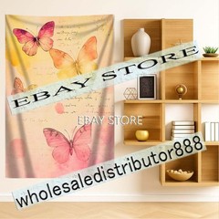 Pastel butterflies tapestry airy pink unframed prints 59X82 in