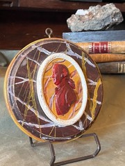 Neoclassical Faux Marble Cameo Plaque With Painted Intaglio of Josiah Wedgwood I