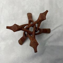 Hand Carved Interlocking Wood Folding Display Stand Small Tripod Puzzle Stand
