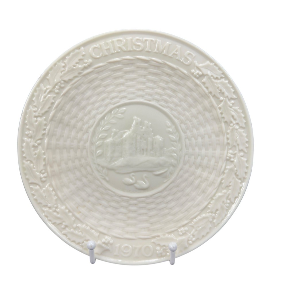 Belleek Christmas 9inch Plate Dish Fine Porcelain 1970 Castle Caldwell Ireland