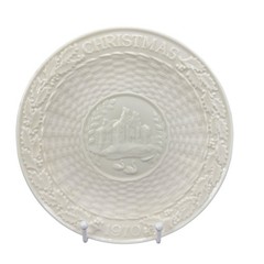 Belleek Christmas 9inch Plate Dish Fine Porcelain 1970 Castle Caldwell Ireland