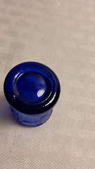 3 Pc Set Of Colbalt Blue With Roping Pattern Creamer 3 In. Sm. Glass 1.75 In.