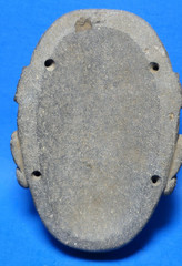 PRE COLUMBIAN AZTEC STONE DIGNATARY PENDANT MASK W BONE INCRUSTATIONS