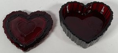 Vintage Avon 1876 Cape Cod Ruby Red Glass Heart Shaped Trinket Box Original Box