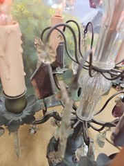 #5283 A Rare Pair Of Brass and Crystal￼ Candelabra Lamp 1800’S “WORKING”