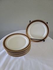 Vintage 7 1/2 Limoges France White W/ Gold Trim Bread & Butter Plates set of 8