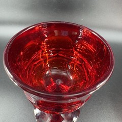 Fostoria Argus Ruby Red Water Goblet Heavy Champagne Glasses Cups Set 2 VTG