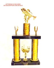 BASS TROPHY SWIMMING BASS FISHING TROPHY BLACK MARBLE free lettering 8 colors