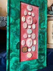 19th Century Italian Grand Tour Intaglio Collection With Painted Faux Malachite