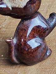 Small Mini Vintage Ceramic Cat Kitten Miniature Brown Orange Ears 2” Unbranded