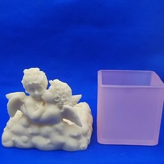 Vintage New 2000 Roman Inc. Cherub Angels Embracing Candle Holder Rare!