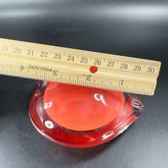 Hand Blown Red Heart Glass Paperweight Figurine Cased Heavy Glass Figure VTG