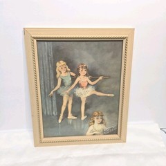 1940’s (2)Vtg Florence Kroger Ballerina Prints, Mid-Century Shabby Chic Signed