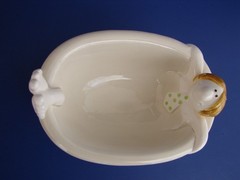 RARE Vintage 1975 Fitz & Floyd Man in Bathtub Soap Dish Whimsical Collectible