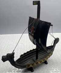 Viking Ship Iron Model Copper Brass 4 1/2″ Long Norway Vintage Travel Souvenir