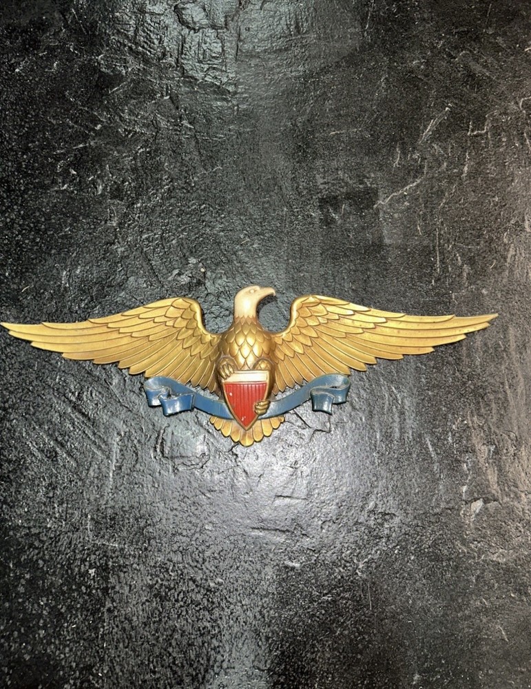 Sexton 27” Patriotic American Eagle Shield Wall Plaque Gold Aluminum Vintage
