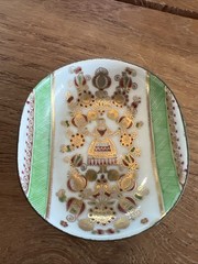 Vintage Austrian Hand-painted Enameled Metal Trinket Dish Signed 3.25” X 2.75”P1