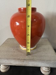 Vtg Fitz & Floyd Medallion d’Or Burnt Orange Gold White FF2 Ginger Jar Vase 6”