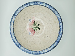 Parsley Pottery Magnolia Serving Bowl Signed Sponged Pink Florals