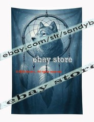 Wolf Dreamcatcher Tapestry 3D relief look Wall Art native decor 39X59 in